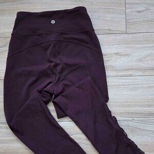 Lululemon Tied To It 7/8 Tight 25" Black Cherry High Rise Leggings Women Size 4